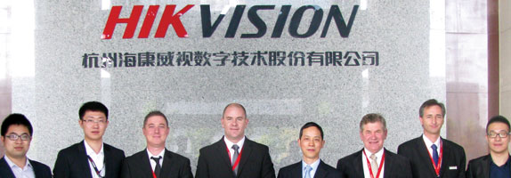 From left: Johnny Ge (Sales, Hikvision); Evan Liu (Regional Sales Manager, Hikvision); Edmund Casaleggio (Sales, Sensor); Henry Brown (Director, Sensor); Polo Cai (Vice President, Hikvision); Jean Brown (Director, Sensor); Marco della Peruta (Product Manager, Sensor); and James Dong (Managing Director: Africa Region, Hikvision).